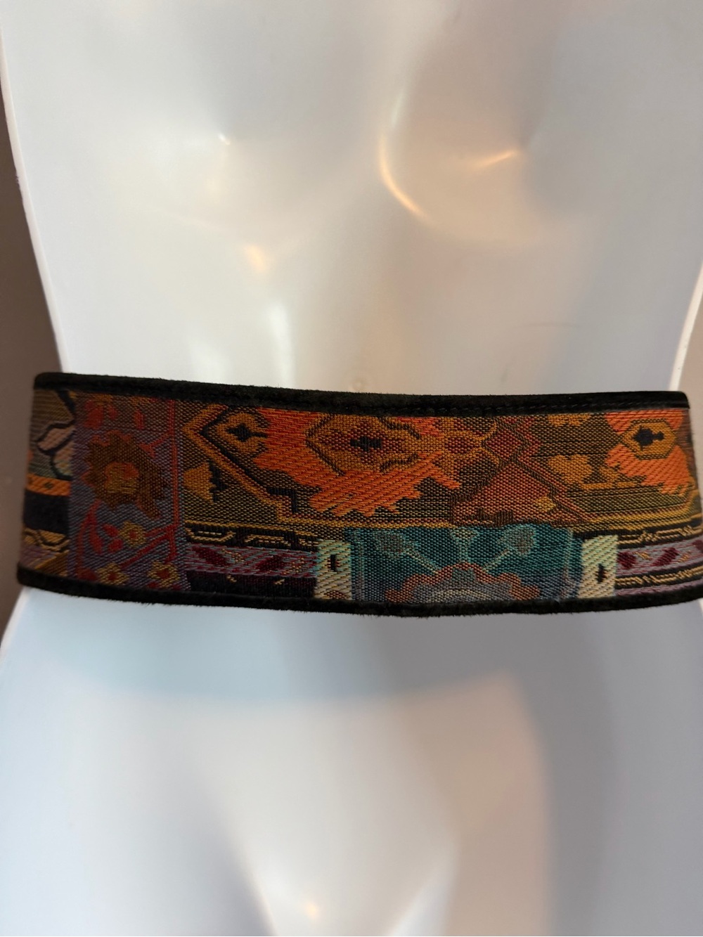 Vintage Compagnie Internationale Express Tapestry Black Suede Belt Small